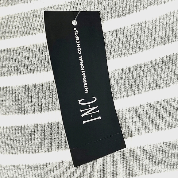 INC Striped V Neck Long Sleeve Top, Size M - Picture 4 of 6